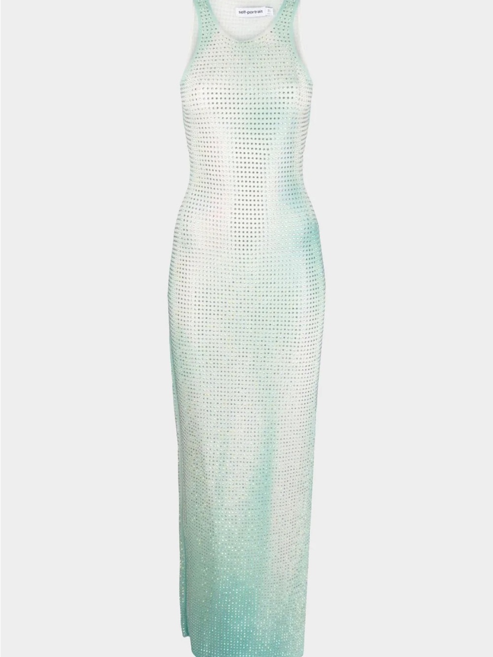 Self-Portrait Green Contour Crystal Maxi Dress